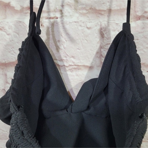 Zara Black Ruched Cropped Halter Top Cami - Picture 5 of 9